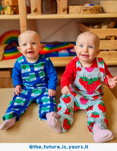 Load image into Gallery viewer, Organic Strawberry Print Dungarees