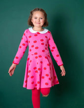 Load image into Gallery viewer, Organic cotton dress with a skater cut and apple print