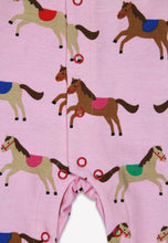 Load image into Gallery viewer, Organic Cotton Baby Romper, Pink with Horse Print