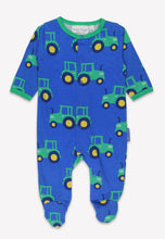 Load image into Gallery viewer, Organic Cotton Baby Romper Hillside Farm Tractor Print