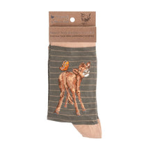 Load image into Gallery viewer, 'FLUTTERLY FABULOUS' COW SOCKS