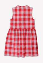 Load image into Gallery viewer, Organic cotton children's dress with red large check pattern