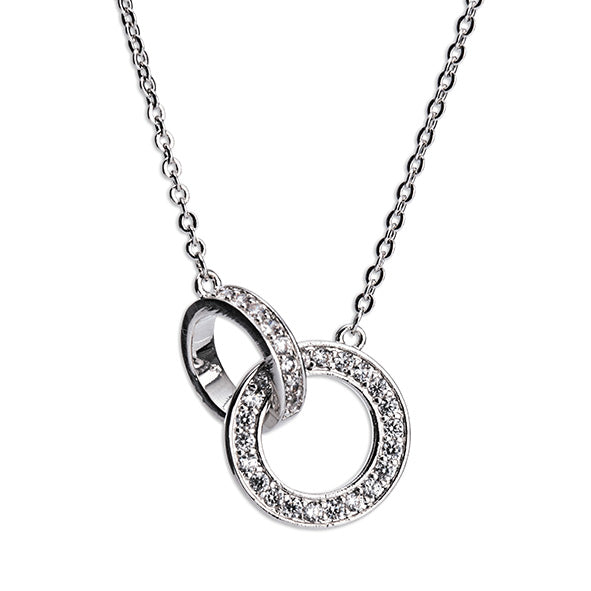Silver Interlocking Diamante Necklace