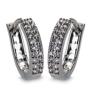 Silver diamanté Hoop (small huggie) Earrings