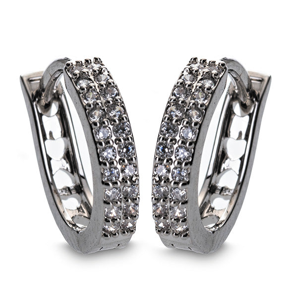 Silver diamanté Hoop (small huggie) Earrings