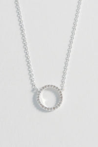 Pave Circle silver necklace