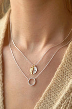 Load image into Gallery viewer, Pave Circle silver necklace
