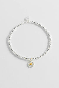 Sienna Wildflower Bracelet With Silver Beads And Silver Wildflower