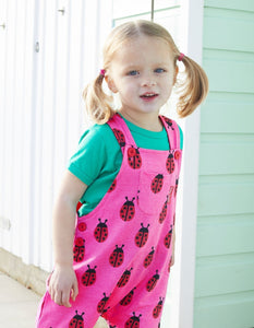 Organic Labybird Print  Dungarees