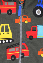 Load image into Gallery viewer, Organic Cotton Kids Sweat Jacket with Hood Vehicle Print
