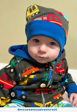 Load image into Gallery viewer, Organic Cotton Kids Sweat Jacket with Hood Vehicle Print
