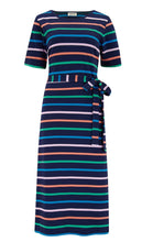 Load image into Gallery viewer, DELANIE JERSEY MIDI DRESS, NAVY, BEACH STRIPES
