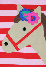 Load image into Gallery viewer, Organic cotton children's long-sleeved shirt, striped with horse head appliqué
