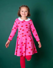 Load image into Gallery viewer, Organic cotton dress with a skater cut and apple print
