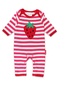 Organic Picnic Strawberry Applique Sleepsuit