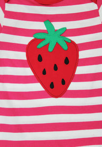 Organic Picnic Strawberry Applique Sleepsuit