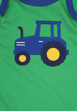 Load image into Gallery viewer, Organic Hillside Tractor Applique Sleepsuit
