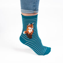 Load image into Gallery viewer, Fox Sock - Born to be Wild Teal
