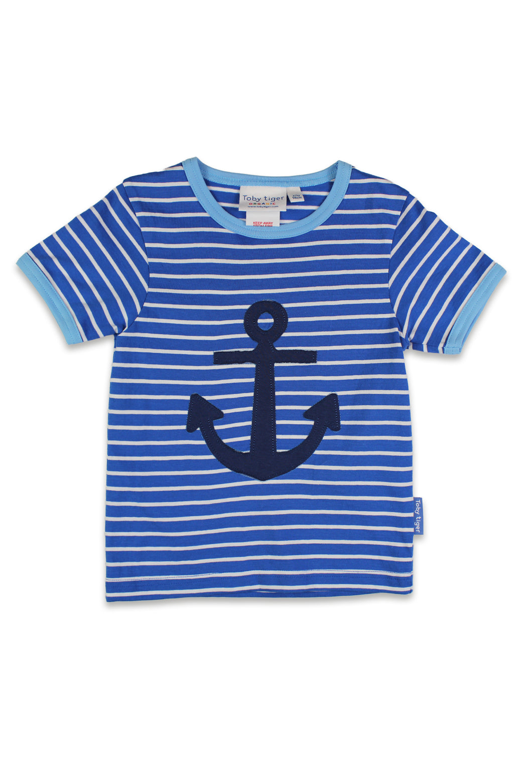 Organic Blue Anchor Applique Short Sleeved T-Shirt