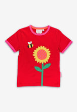 Load image into Gallery viewer, Organic cotton children's short-sleeved Tshirt with sunflower sea appliqué
