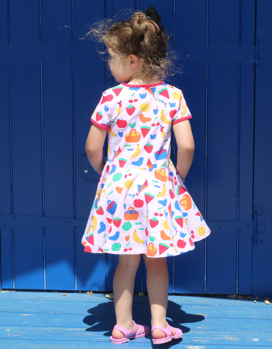 Organic Picnic Print Short Sleeved Skater Dress