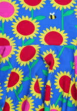 Load image into Gallery viewer, Organic Cotton Kids Short Sleeve Skater Dress, Sunflower Print

