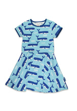 Load image into Gallery viewer, Organic Whale Waves Print Short Sleeved Skater Dress

