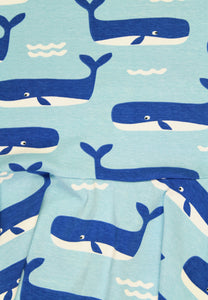 Organic Whale Waves Print Short Sleeved Skater Dress