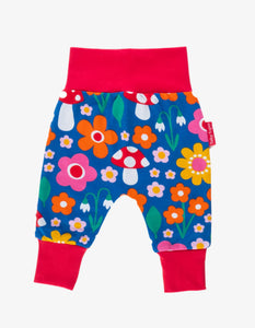 Organic cotton "yoga pants" with floral & toadstool pattern