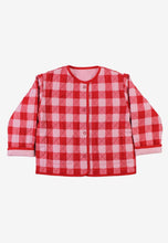Load image into Gallery viewer, Organic cotton reversible children's jacket with red large check pattern
