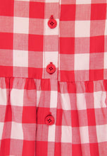 Load image into Gallery viewer, Organic cotton children's dress with red large check pattern
