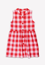 Load image into Gallery viewer, Organic cotton children's dress with red large check pattern
