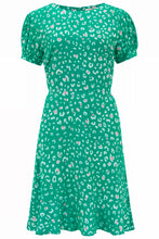 Load image into Gallery viewer, AMORET DRESS GREEN, LEOPARD LOVE HEARTS
