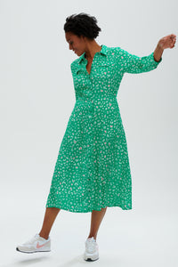 Paola Shirt Dress - Green, Leopard Love Hearts