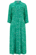 Load image into Gallery viewer, Paola Shirt Dress - Green, Leopard Love Hearts
