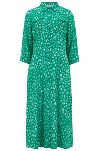 Paola Shirt Dress - Green, Leopard Love Hearts