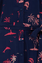 Load image into Gallery viewer, LAURETTA BATIK SHIRT DRESS, NAVY, TROPICAL ISLAND
