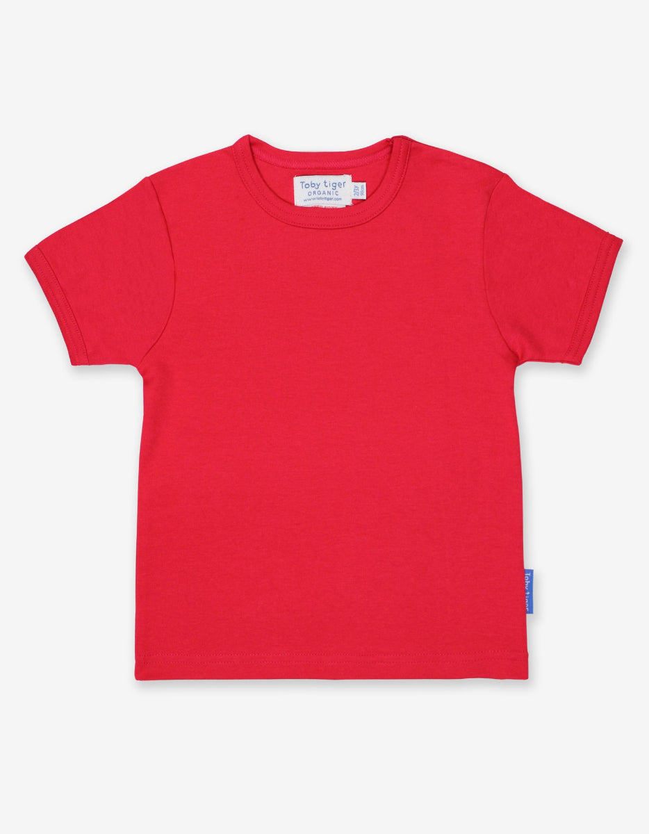 Organic Red Basic Short-sleeved T-shirt Top
