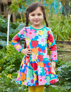 Organic Fruit Flower Print Skater Dress
