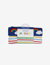 Load image into Gallery viewer, Organic Rainbow &amp; Stripe Muslin 2-Pack
