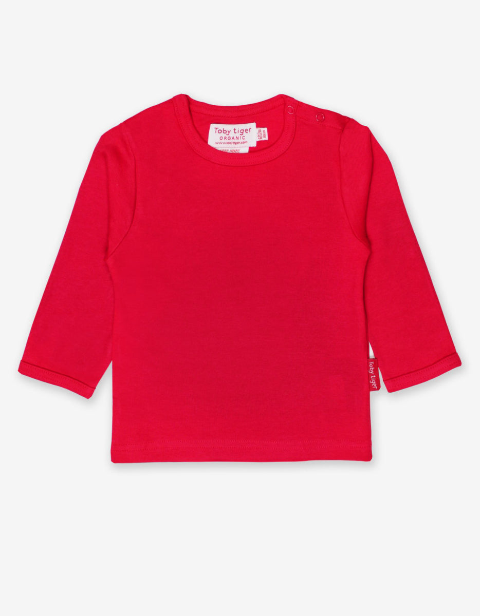 Organic Red Basic Long-sleeved Tops