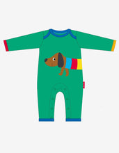 Load image into Gallery viewer, Organic Multi Sausage Dog Applique Sleepsuit
