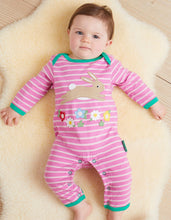 Load image into Gallery viewer, Organic Leaping Bunny Applique Sleepsuit
