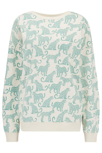 EADIE RELAXED SWEATSHIRT, OFF-WHITE, GREEN LEOPARDS