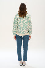 Load image into Gallery viewer, EADIE RELAXED SWEATSHIRT, OFF-WHITE, GREEN LEOPARDS
