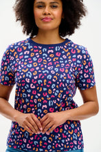 Load image into Gallery viewer, Maggie T-shirt - Bright Navy, Summer Leopard Print
