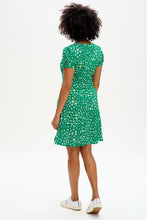 Load image into Gallery viewer, AMORET DRESS GREEN, LEOPARD LOVE HEARTS
