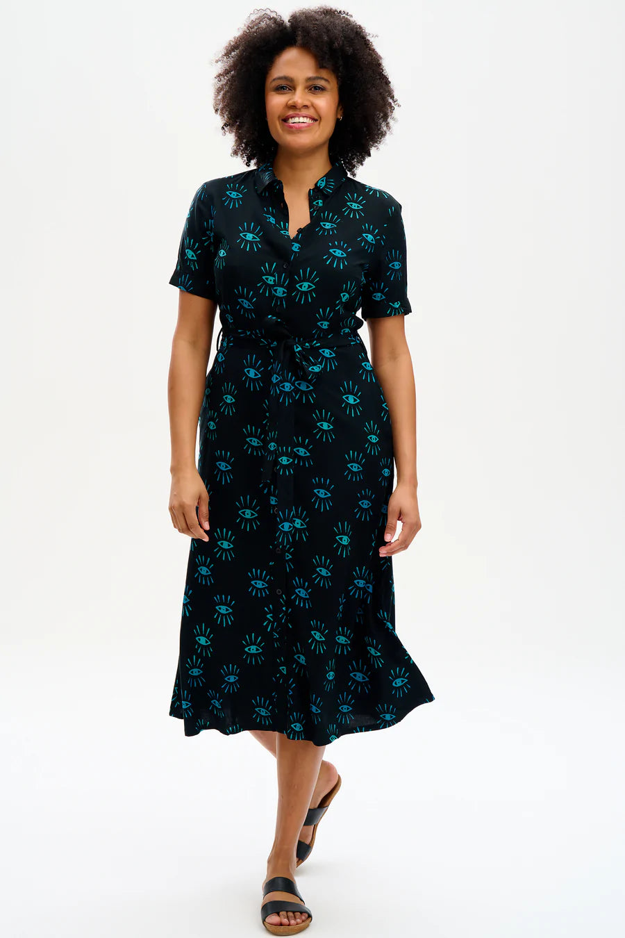 Lenno print clearance naya button dress