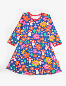 Organic Floral Mushroom Print Skater Dress